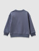 Boys’ blue sweatshirt, corduroy embroidered slogan-5