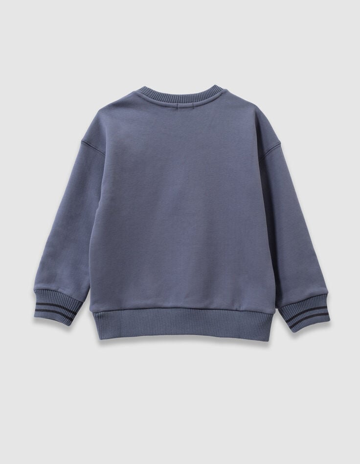 Boys’ blue sweatshirt, corduroy embroidered slogan-5 Boys’ blue sweatshirt, corduroy embroidered slogan-5