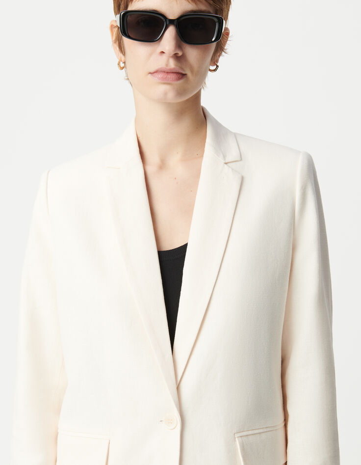 Americana de lino y algodón crudo para Mujer-4