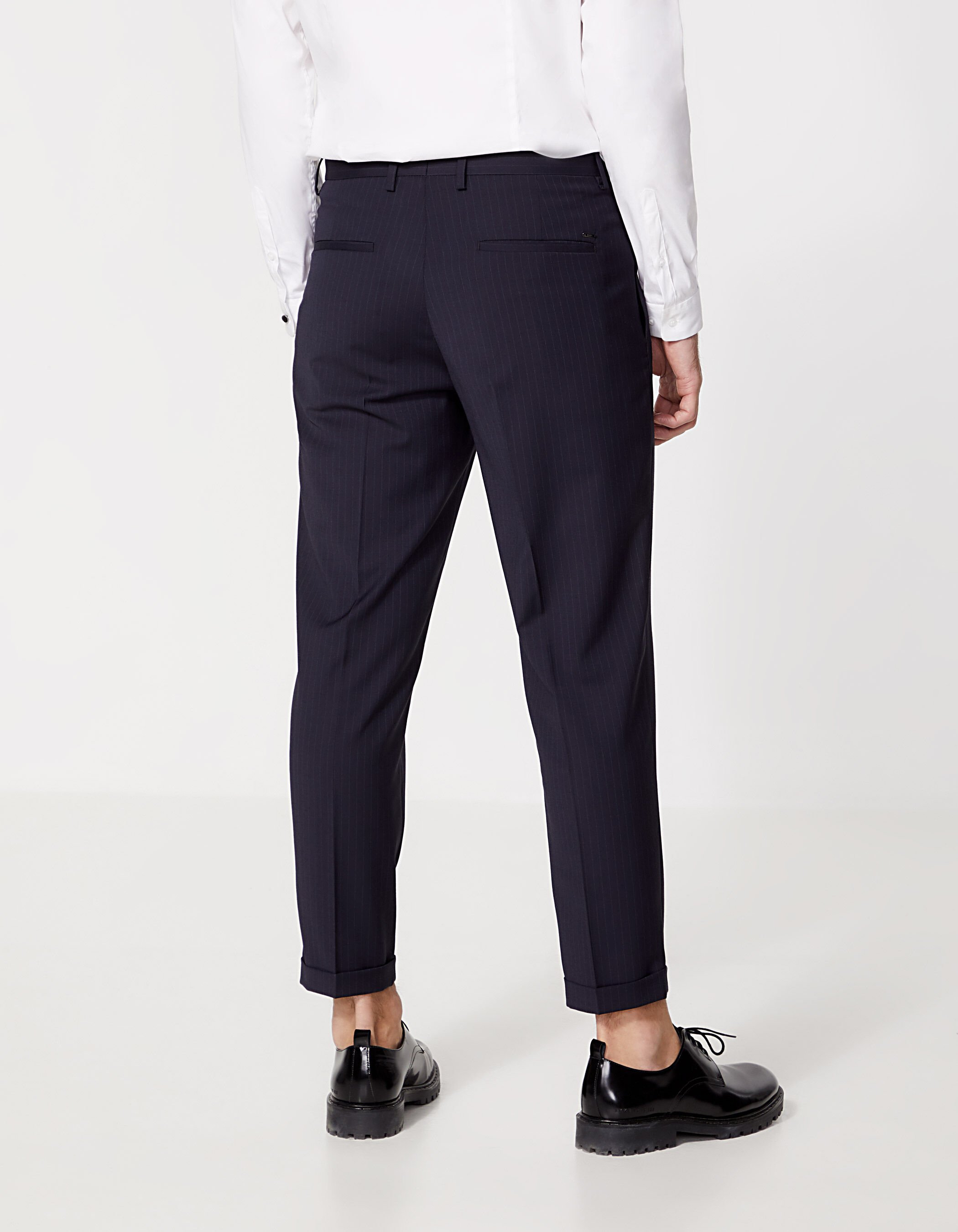 Mens cropped navy trousers new arrivals