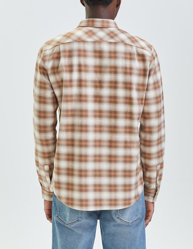 Chemise REGULAR camel motif carreaux Homme-2