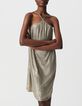 Robe dor&eacute;e maille m&eacute;tallis&eacute;e c&ocirc;tel&eacute;e Femme-2