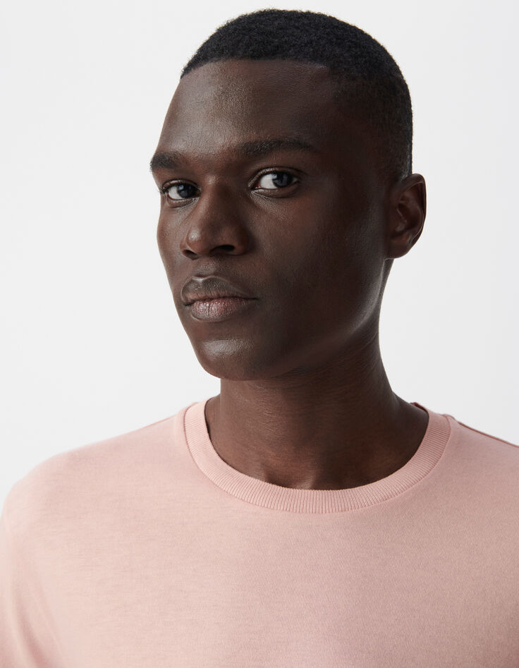 Herren-T-Shirt, rosa, Baumwollmodal, Rundhalsausschnitt-4