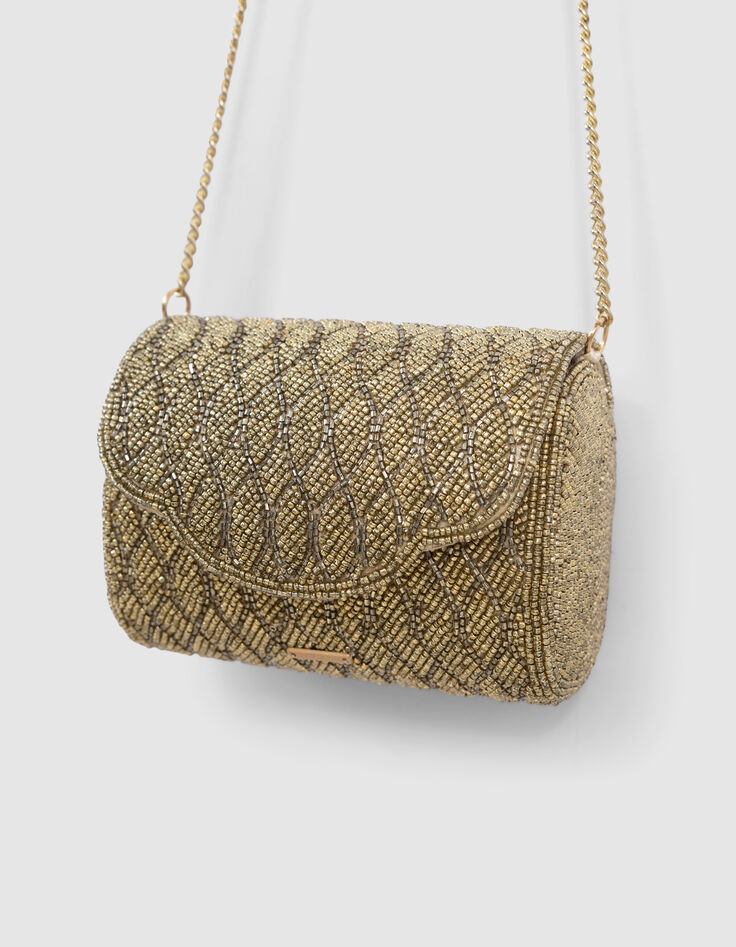 Sac à main doré brodé perles fille-3