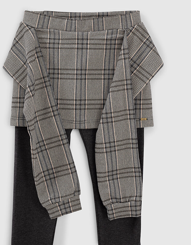 Girls’ charcoal Prince of Wales skirt-leggings-4