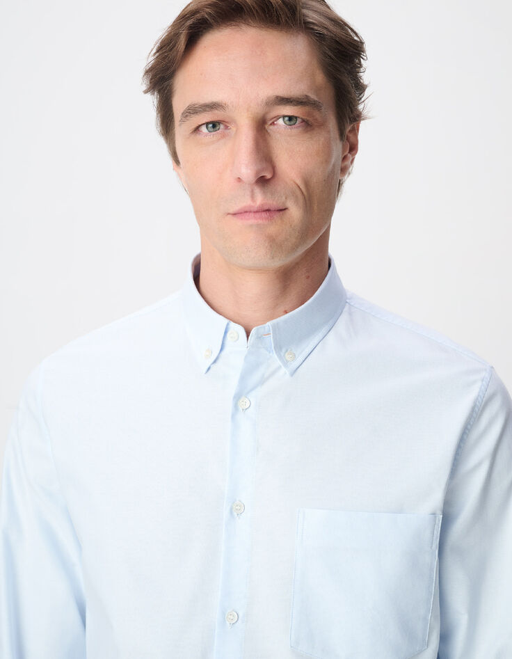 Chemise regular bleu ciel poche plaqu&eacute;e Homme-5