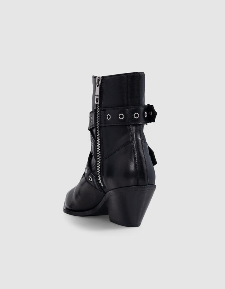 Botines Santiags cuero negro ojales Line 111 para Mujer-3