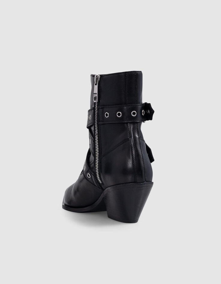 Santiags Stiefel schwarz Leder Ösen Linie 111 Damen-3 Santiags Stiefel schwarz Leder Ösen Linie 111 Damen-3