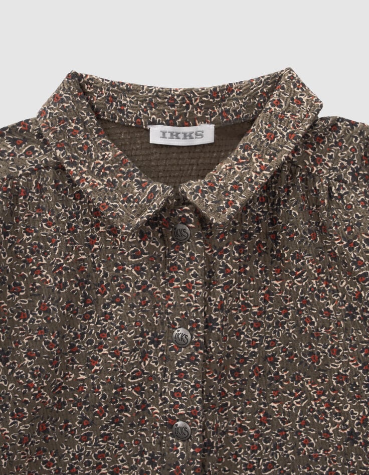 Kaki blouse luipaard-bloemenprint babymeisjes-2