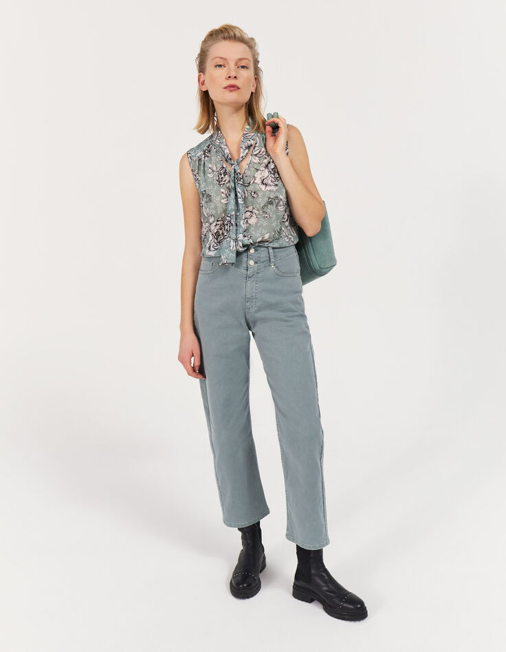 Top lavallière recyclé imprimé floral vintage femme-6