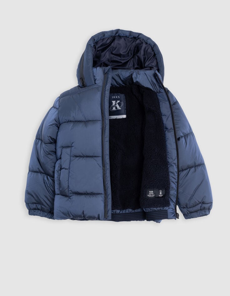 Recycled metallic navy quilted jacket for boys-5
