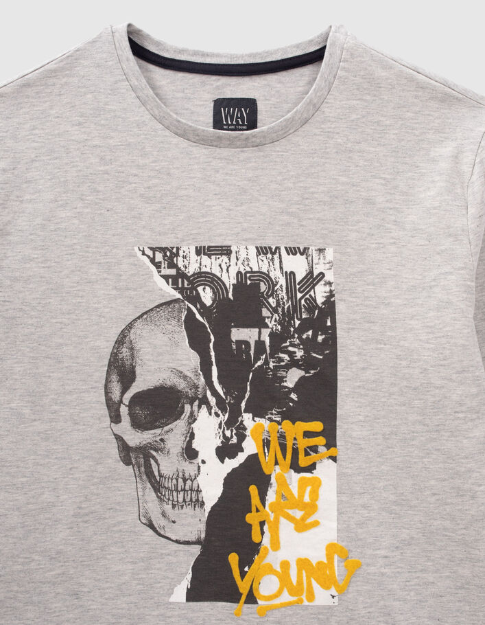Grijs T-shirt dubbele opdruk en flocking jongens-2