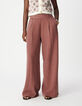 Pantalon large bordeaux gaze de coton Femme-3