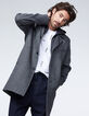 Manteau gris souris à chevrons à capuche Homme-2