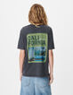 Tee-shirt col V gris maxi visuel dos Femme-3