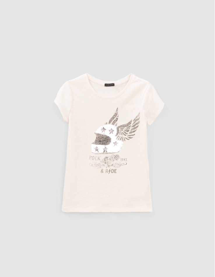 Girls’ white reversible sequin winged helmet T-shirt-1