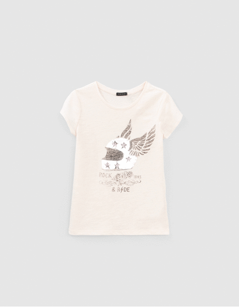 Wit T-shirt helm met vleugels omkeerbare lovertjes meisjes - IKKS