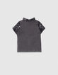 Chemise noire imprimé végétal bio garçon -3