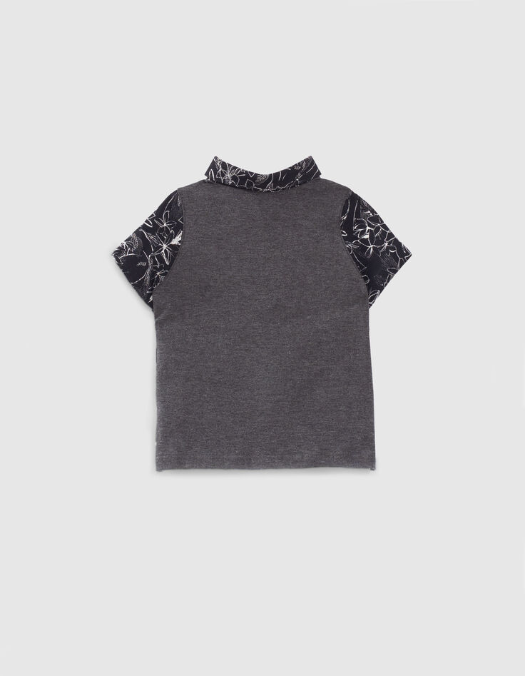 Chemise noire imprimé végétal bio garçon -3