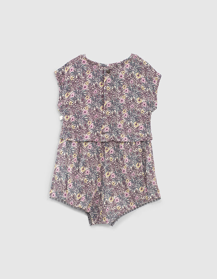 Baby girls’ violet plant print Ecovero® playsuit - IKKS