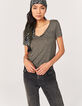 Kaki metallic T-shirt in viscose parels dames-1