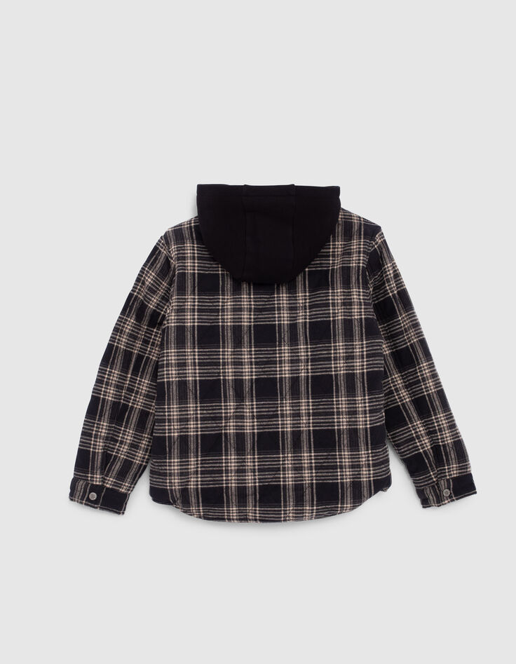 Schwarze Jungenjacke mit Karos und Sherpafleecefutter-3