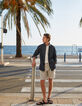 Marineblaues SLIM-Herrenhemd aus 100% Leinen-1