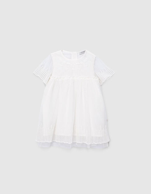 Robe cérémonie écrue tulle brodé bébé fille - IKKS