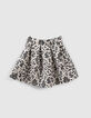 Jupe noir et beige imprimé jacquard fille-2
