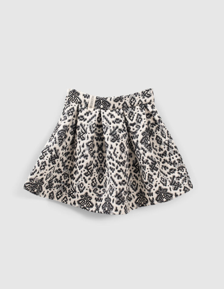 Jupe noir et beige imprimé jacquard fille-2