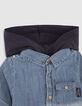 Baby boys’ blue denim shirt with detachable hood-2