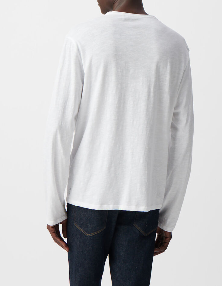 Camiseta L'Essentiel blanca cuello redondo manga larga Hombre-2