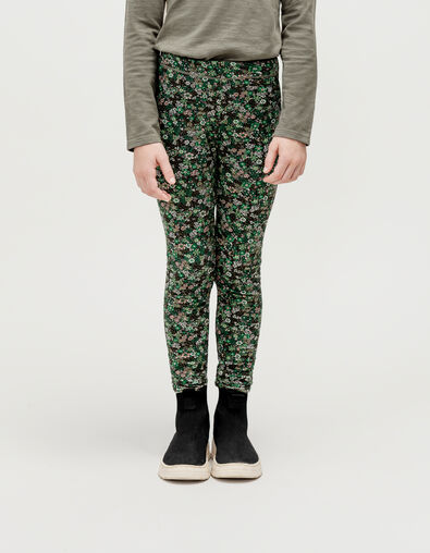 Leggings réversible imprimé léo-floral et kaki fille - IKKS