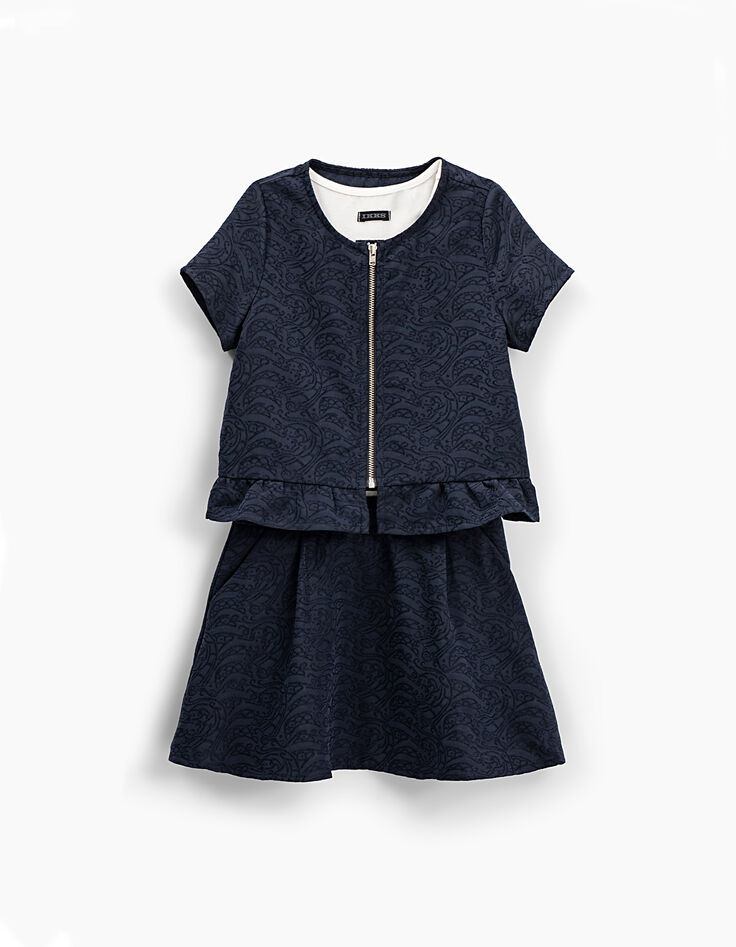 Robe 2 en 1 navy et blanc avec top zippé fille-2