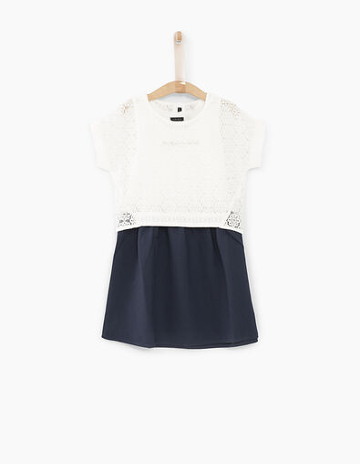 Vestido 2 en 1 bicolor con top encaje blanco niña - IKKS