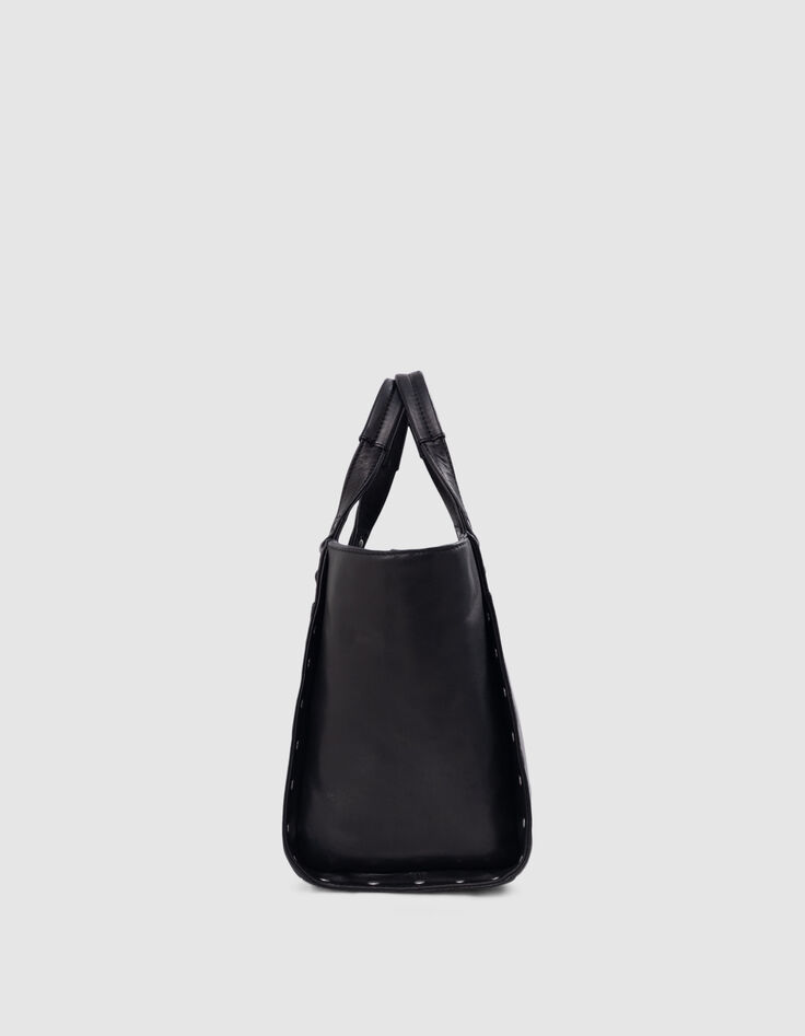 Tas 1440 zwart leer bezaaid Maat Medium Dames-5