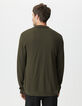 Khaki Herrenpoloshirt lange &Auml;rmel Piqu&eacute;-Strick-3