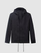 Schwarze Herrenjacke aus Gumminylon mit Kapuze-7