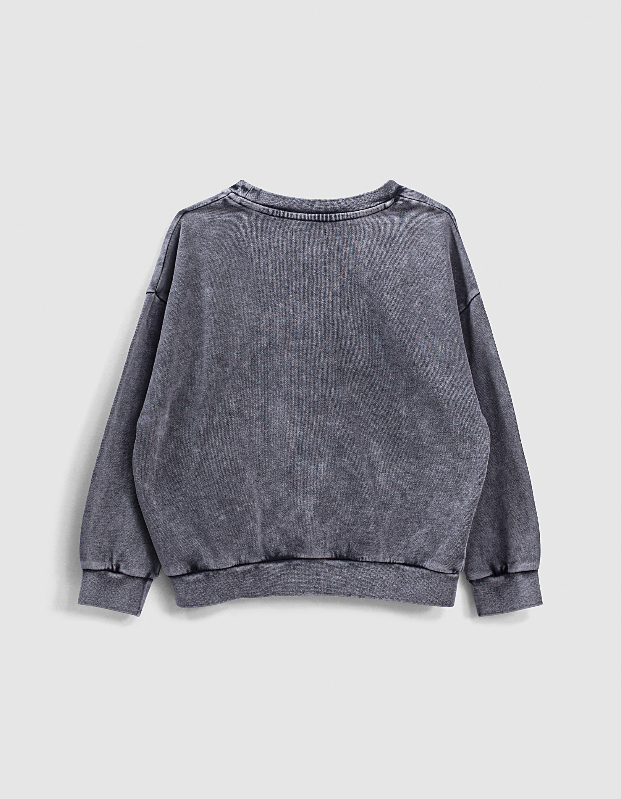 Girls medium grey acid wash sweatshirt with tiger image IKKS
