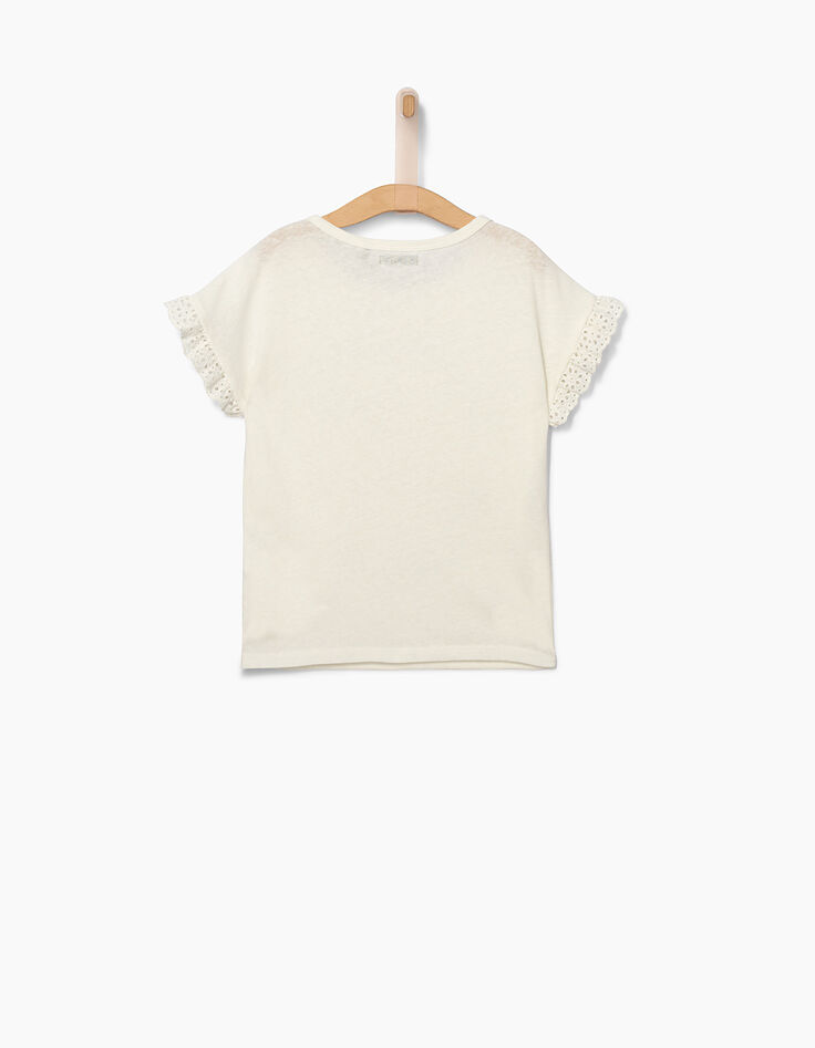 Cremeweißes Mädchen-T-Shirt THINK POSITIVE-4
