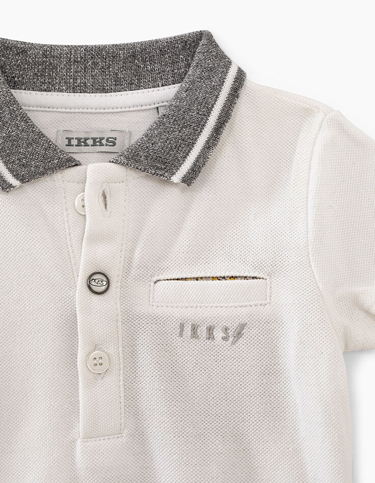 Optisch witte polo gestreepte grijze kraag babyjongens -2