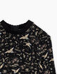 Blouse noire imprimé Sakura et grues sacrées fille-2