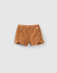 Baby girls’ ecru T-shirt and camel shorts outfit-5