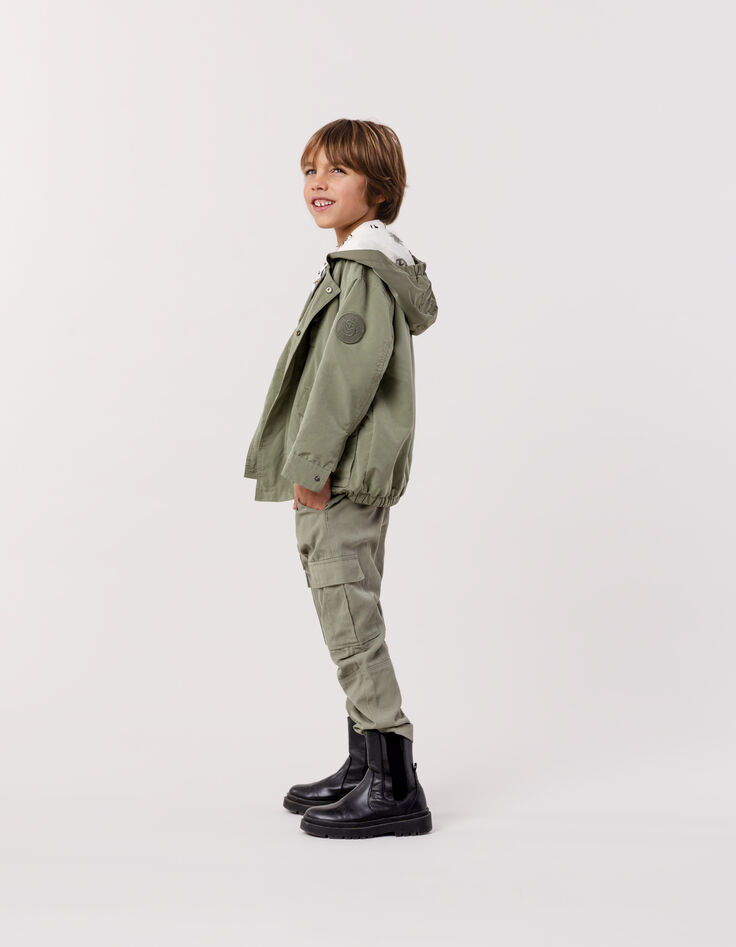 Veste kaki à capuche doublure éponge garçon-2