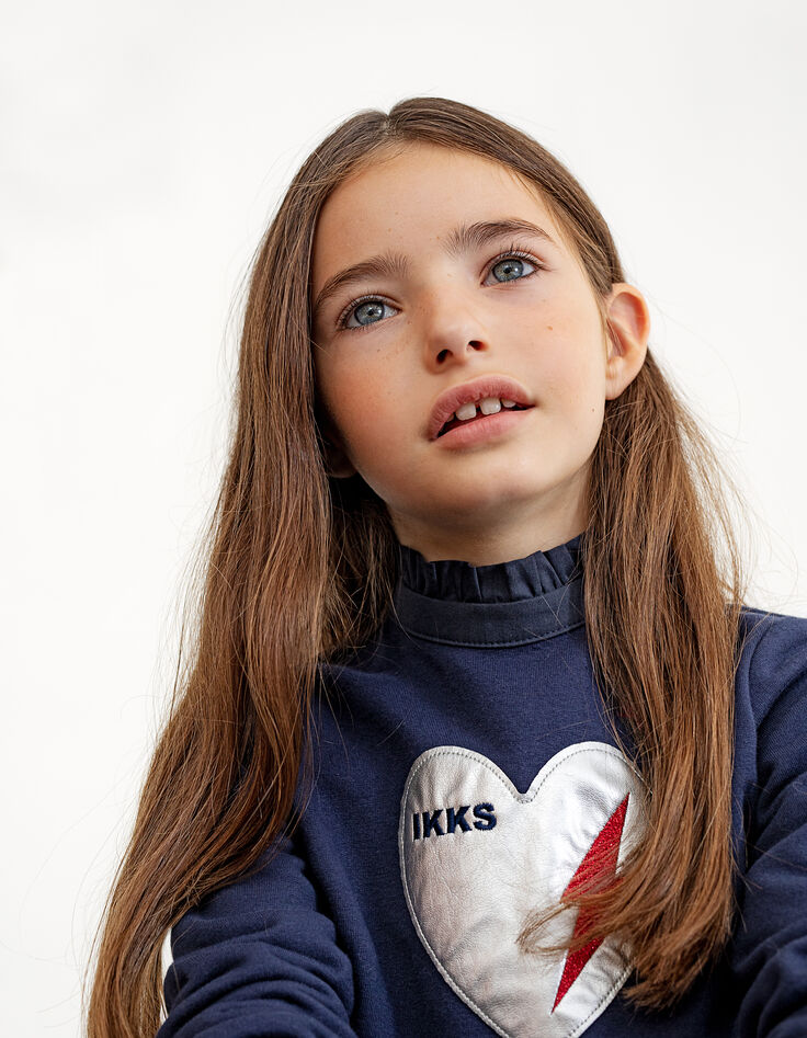Sudadera navy corazón plata, rayo y estrellas rojas niña-1