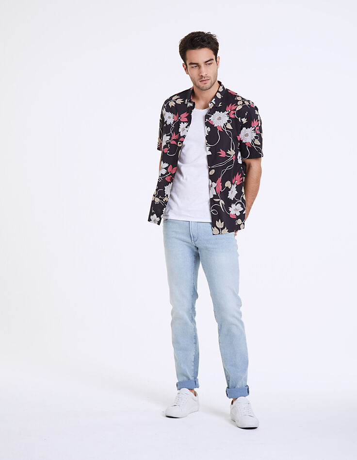 Chemise noire imprimée maxi-floral Homme-8