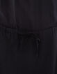 Vestido negro raso reciclado cintura cordón ajuste mujer-5