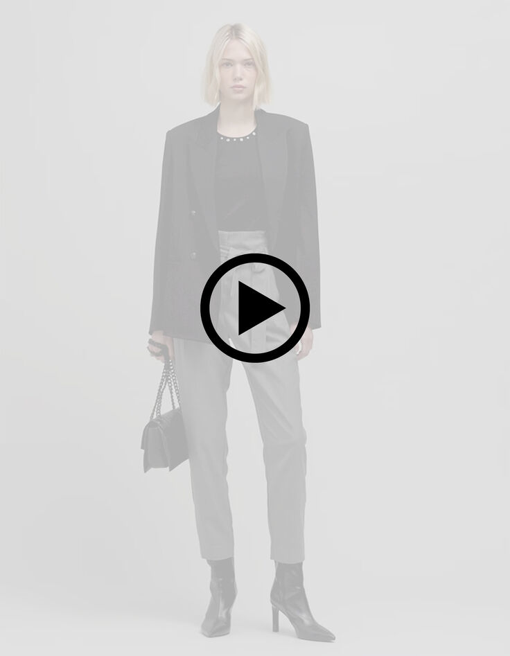 Women's 7/8th grey herringbone carrot pants-8 Women's 7/8th grey herringbone carrot pants-8