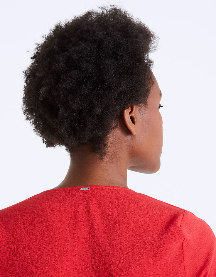 Top en crêpe rouge encolure cache-cœur femme-5