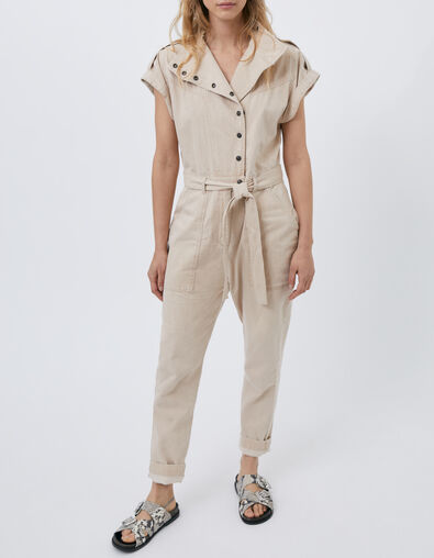 Jumpsuit woestijnkleur Terra Denim peace & love rug - IKKS